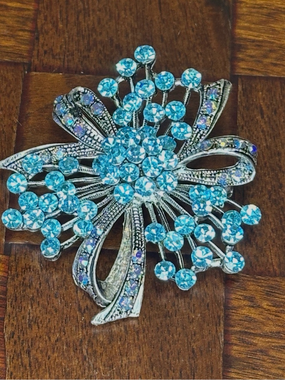 Blue Crystal Floral Statement Brooch